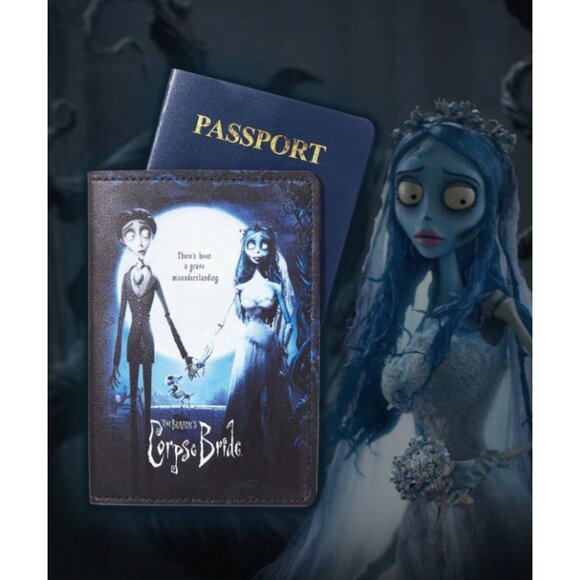 Corpse Bride PU Leather Passport Holder – Gothic Travel Accessory Fans Nightmare - Picture 1 of 5